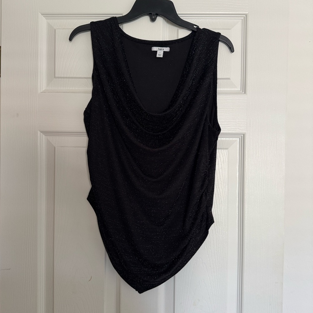 NEW Bar III Elegant Black Cowl Neck Sleeveless Top Size L